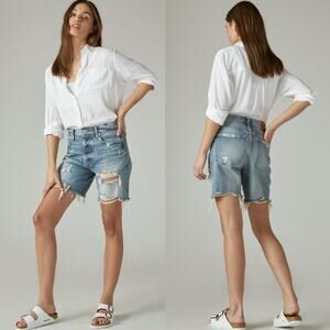 Lucky Brand High Rise 90's Loose Distressed Denim Shorts Size 00/24